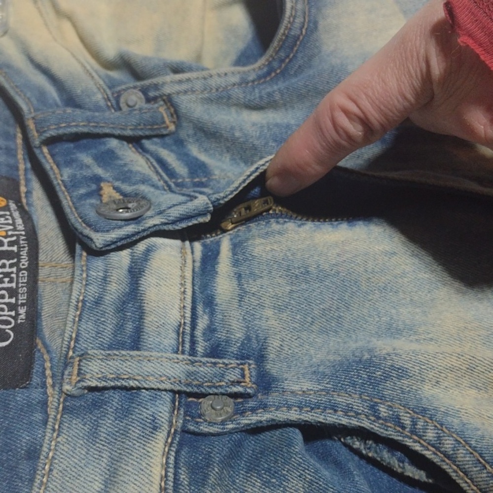 Distressed Copper Rivet Skinny Jeans - Picture 12 of 16